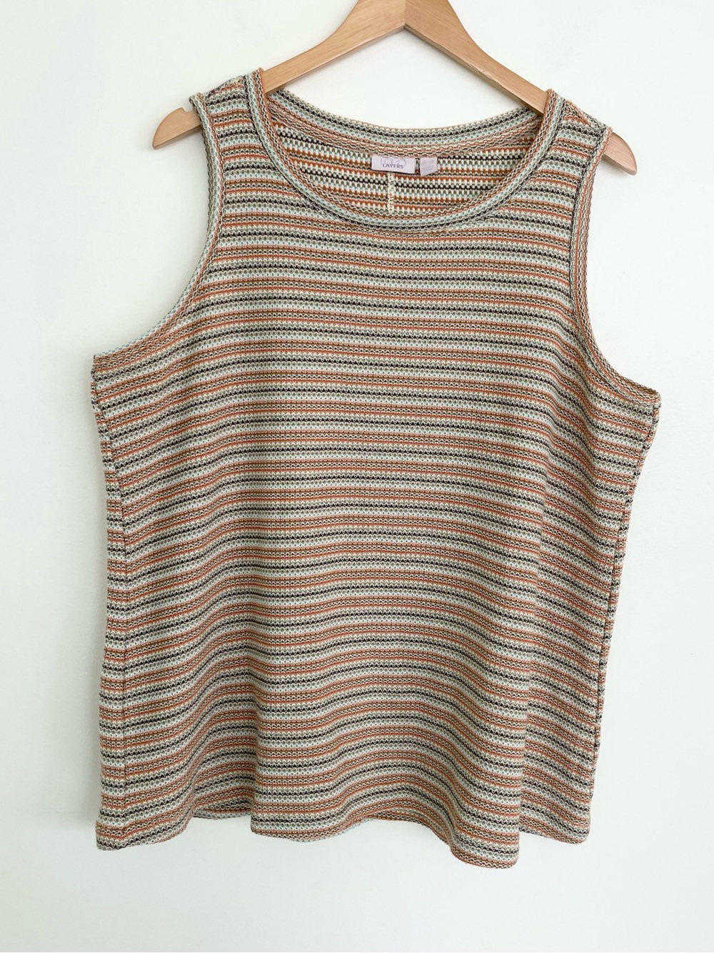 LOGO Layers by Lori Goldstein Striped Sweaterknit Tank Orange Tan Cream sz 1X